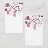 ホットピンクのメイソンジャースと花空白のの挿入カード 名刺 (正面/裏面)