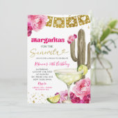 ホットピンクのメキシカンサボテン花フィエスタマルガリータ 招待状 (スタンド正面)
