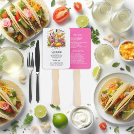 ホットピンクのメキシコフィエスタテキーラウェディングプログラム ハンドファン