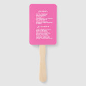 ホットピンクのメキシコ フィエスタ テキーラ ウェディング プログラム ハンドファン (裏面)