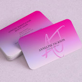 ホットピンクのモダンなメイクアップアーティストの美容院 名刺