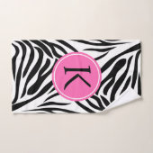 ホットピンクのモノクロゼブラ印刷 バスタオルセット (ハンドタオル)