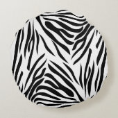 ホットピンクのモノクロゼブラ印刷 ラウンドクッション (裏面)