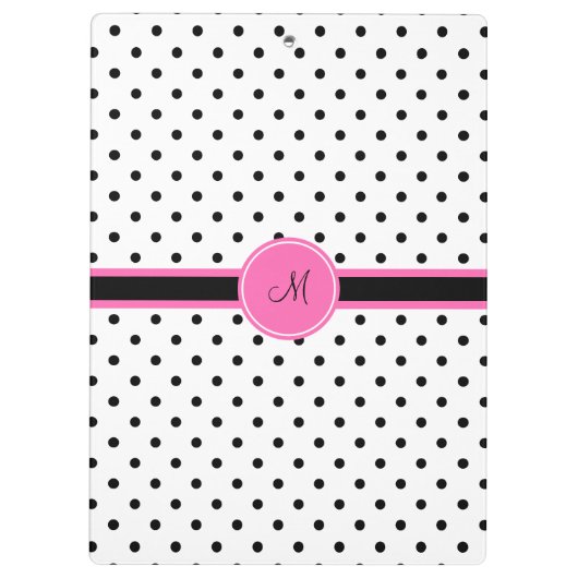 ホットピンクのモノクロ水玉模様 クリップボード (裏面)