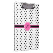 ホットピンクのモノクロ水玉模様 クリップボード (右)