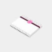 ホットピンクのモノクロ水玉模様 ポストイット (アングル)