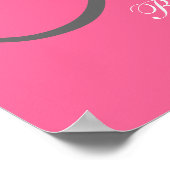 ホットピンクのモノグラムと名前の結婚披露宴のサイン ポスター (角)