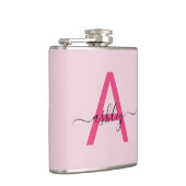 ホットピンクのモノグラムガールの花嫁おとぎ会 フラスク (右)