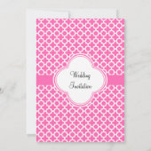 ホットピンクのモノグラムホワイトクローバーパターン 招待状 (裏面)