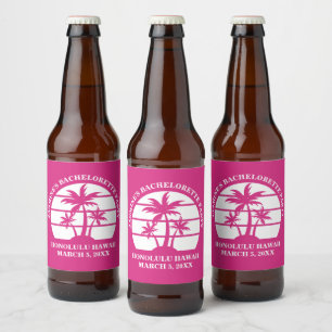 ホットピンクのヤシの木 オーダーメイド バチェラー・パーティー ビールラベル