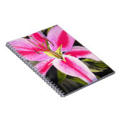 ホットピンクのユリの花の水ポップ・アートの色のアー絵画ト ノートブック (右側)