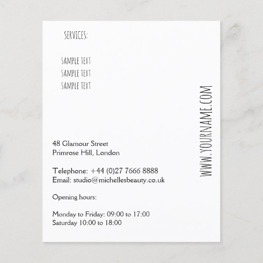 ホットピンクのリップデザインメイクアーティスト チラシ (裏面)