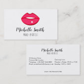 ホットピンクのリップデザインメイクアーティスト 名刺 (正面/裏面)