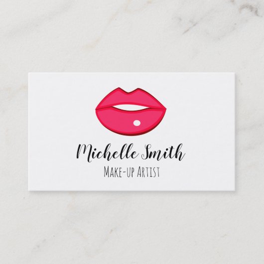ホットピンクのリップデザインメイクアーティスト 名刺 (正面)
