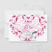 ホットピンクのリハーサルでどんな言語でも愛結婚する 招待状 (裏面)