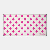 ホットピンクのレトロエーススペードのパターン名 デスクマット (正面)