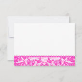 ホットピンクのレースと白の受付情報カード 招待状 (裏面)