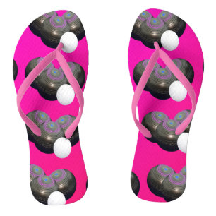 ホットピンクのローンボウル、トング ビーチサンダル