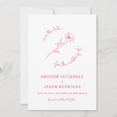 ホットピンクのワイルドフラワーの日付を保存 招待状 (正面)