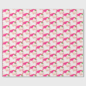 ホットピンクのヴィンテージサンタクロースのウィンククリスマスギフト ラッピングペーパー (フラット)