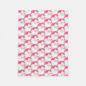 ホットピンクのヴィンテージサンタ風のレトロなクリスマス フリースブランケット (正面)