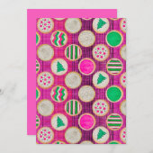 ホットピンクの上にフェスティブな手描きのシュガーコookies シーズンカード (正面/裏面)