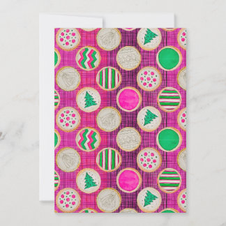 ホットピンクの上にフェスティブな手描きのシュガーコookies シーズンカード