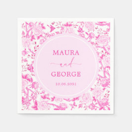 ホットピンクの中華料理の花の鳥結婚磁器 スタンダードカクテルナプキン