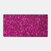 ホットピンクの光沢のあるグリッターきらめき デスクマット (正面)