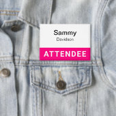 ホットピンクの出席者の名前バッジピンバック3.5インチ 缶バッジ (インサイチュ)