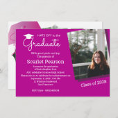 ホットピンクの卒業パーティーお祝い招待状 招待状 (正面/裏面)