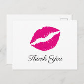 ホットピンクの口紅のキス エレガント サンクス ポストカード (正面/裏面)