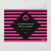 ホットピンクの口紅の滑らかなメイクアップアーティスティックコンプカード ポストカード (裏面)