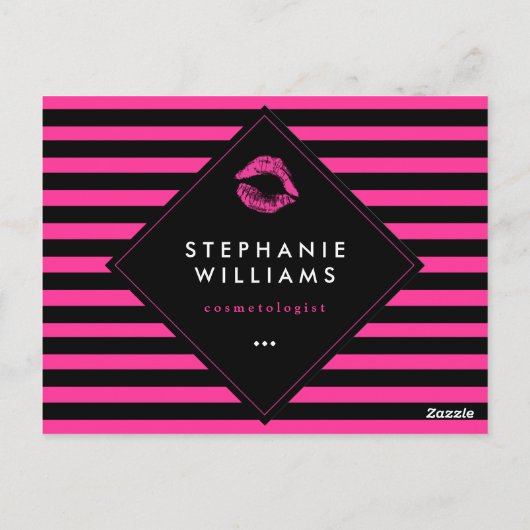 ホットピンクの口紅の滑らかなメイクアップアーティスティックコンプカード ポストカード (裏面)