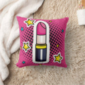 ホットピンクの口紅ガールグラマー クッション (ブランケット)