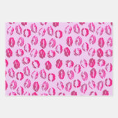ホットピンクの口紅キスバレンタインデー ラッピングペーパーシート (正面2)