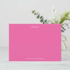 ホットピンクの名入れスタイリッシュ文房具 サンキューカード