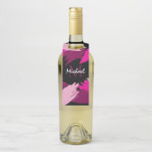 ホットピンクの名前とモノグラムのブラシストロークの色合い ボトルネックタグ (ボトル)