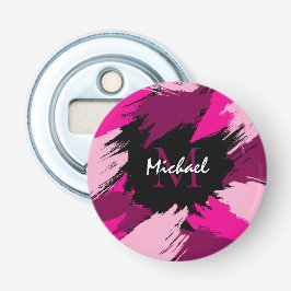 ホットピンクの名前とモノグラムのブラシストロークの色合い 栓抜き