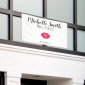 ホットピンクの唇デザインメイクアップアーティスト 横断幕 (ビルの外側)