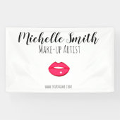 ホットピンクの唇デザインメイクアップアーティスト 横断幕 (横)