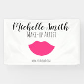 ホットピンクの唇デザインメイクアップアーティスト 横断幕 (横)