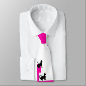 ホットピンクの夏用タイツ黒猫クリケットダイアン ネクタイ (タイ)