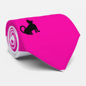 ホットピンクの夏用タイツ黒猫クリケットダイアン ネクタイ (ロール)