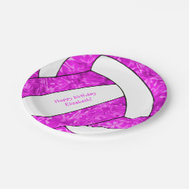 ホットピンクの女の子のバレーボール誕生日パーティー ペーパープレート