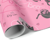 ホットピンクの子猫ラブキテンスとヤーンキッズ ラッピングペーパー (ロールコーナー)