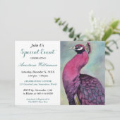 ホットピンクの孔雀パーティーイベント招待状 招待状 (スタンド正面)