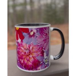 ホットピンクの抽象的な花のダリア コーヒー マグカップ