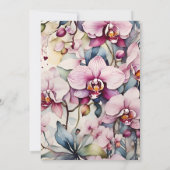 ホットピンクの明るい赤紫色水の色のラン結婚ズ セーブザデート (裏面)