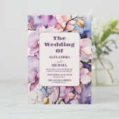 ホットピンクの明るい赤紫色水の色のラン結婚ズ 招待状 (スタンド正面)